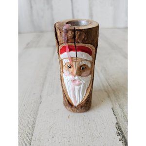 Midwest cannon falls Santa wooden candle holder vintage Xmas decor as is